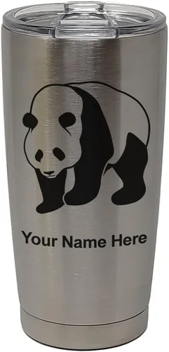 Vista 29 de LaserGram Vaso aislado al vacío de 20 onzas, oso panda, grabado personalizado incluido (negro)