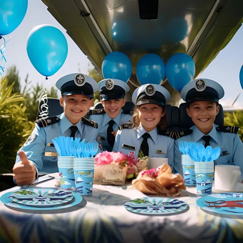 Vista 7 de Decoraciones de fiesta de avión - Platos, servilletas, vajilla y recuerdos - Sirve a 20 invitados