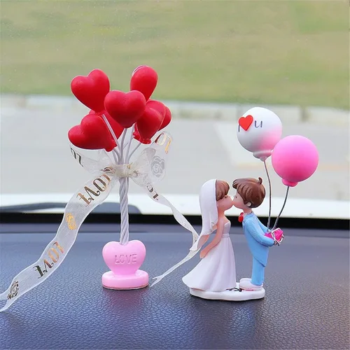Vista 14 de Lindos adornos para parejas, bonita decoración de automóvil, bonita decoración de automóvil para pareja, figura de acción, adorno navideño para 1