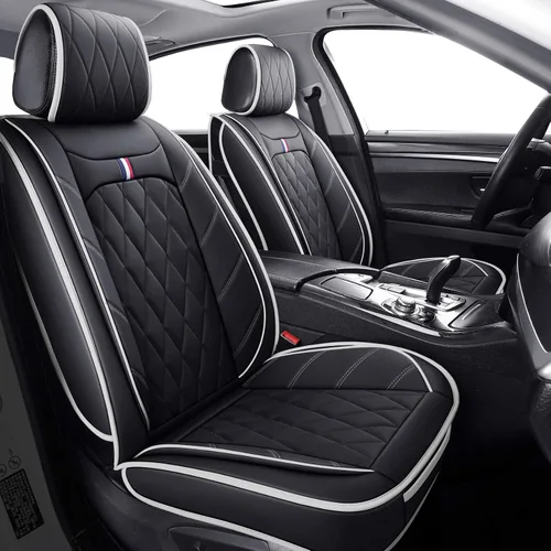 Vista 14 de 2 fundas de asiento delantero de capitán, impermeables, de piel, ajuste universal, color negro Compatible con Honda Civic CRV Toyota 4Runner