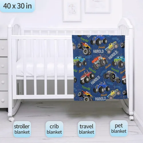 Vista 136 de Manta de bebé con texto en inglés «Just A Boy Who Loves Trucks» para niños y niñas, manta súper suave para envolver al recién nacido, acogedora