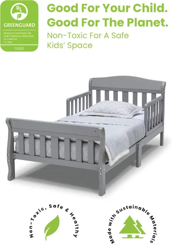 Vista 3 de Delta Children Canton Cama para Niños Pequeños, Certificado Greenguard Gold, Gris