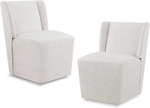 Vista 15 de KISLOT Juego de 1 sillas de comedor tapizadas con ruedas, color beige