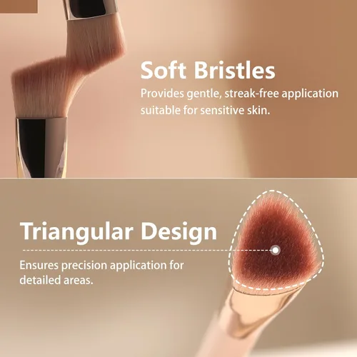 Vista 3 de Albeaut Brocha Correctora en Ángulo para Debajo de los Ojos para Corrector Líquido Crema en Polvo Iluminador Triangular Pequeña Contorno de Nariz