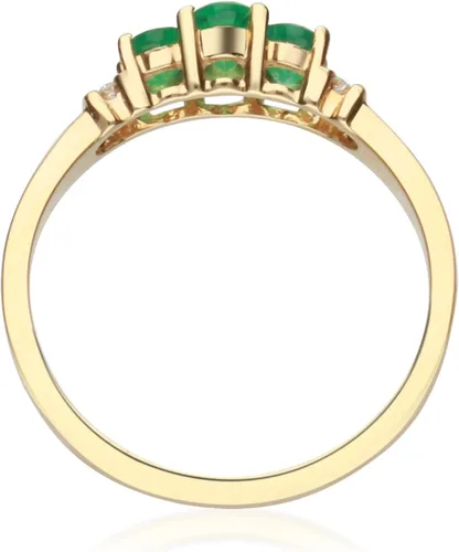 Vista 6 de Gin & Grace Anillo de compromiso de oro amarillo de 14 quilates con diamantes de esmeralda natural (I1, I2) para mujer