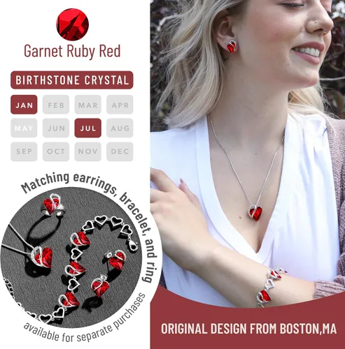 Vista 4 de Leafael - Collares para mujer, dije de corazón de amor infinito con cristales de piedra natal, cadena chapada en plata de 18 + 2 pulgadas, regalo