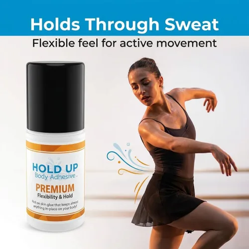 Vista 3 de Hold Up Body Adhesive Pegamento aplicador enrollable de alta calidad, pegamento para calcetines de compresión, medias, disfraces, ropa, resistente