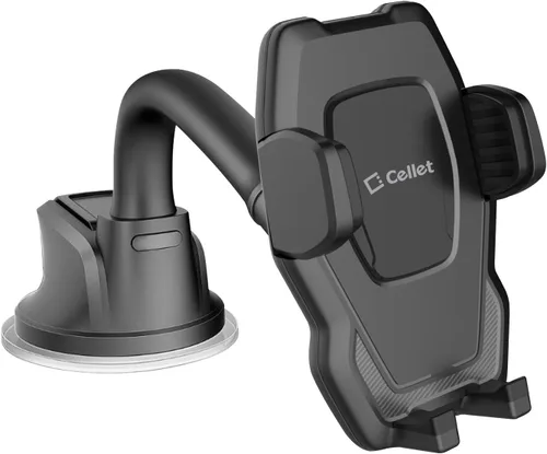 Vista 9 de Cellet Soporte de teléfono para parabrisas/salpicadero, cuello de cisne flexible y almohadilla de succión adhesiva reutilizable, soporte universal