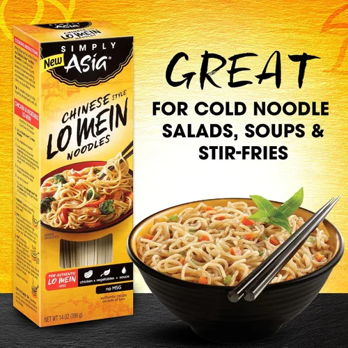 Vista 7 de Simply Asia Lo Mein - Fideos estilo chino, sin MSG, para sopas de fideos fríos, Lo Mei de verduras, pollo lo mein y salteados, 14 onzas