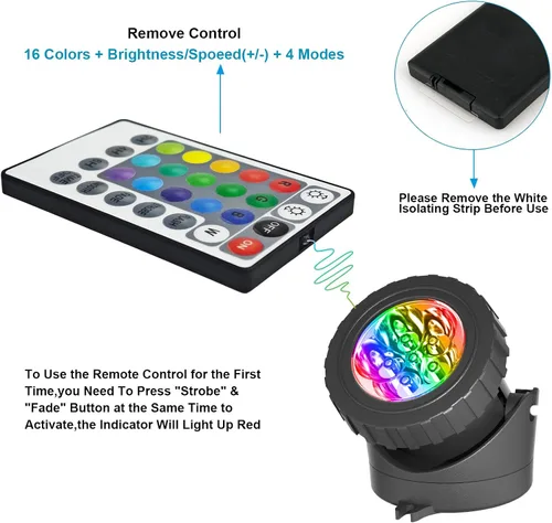 Vista 4 de T-SUN Luz LED para Estanque, 3 Cabezales de Luz Sumergibles, Luces LED para Estanque que Cambian de Color, Luz de Estanque de Jardín con Control
