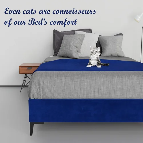 Vista 3 de Greaton, Cama de plataforma de madera de terciopelo de alta calidad de 15 pulgadas, duradera, elegante, opciones de multicolor, no necesita somier
