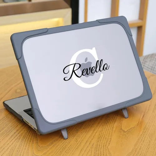 Vista 5 de Batianda - Funda resistente con nombre personalizado para MacBook Pro de 13 pulgadas 2020 2022 Add Your Name or Initials, Ergonomic Foldable Stand