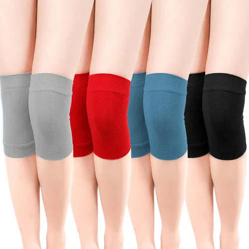 Vista 9 de Geyoga 4 pares de calentadores de rodilla para mujeres y hombres, calentadores de piernas transpirables, rodillera, almohadilla de compresión