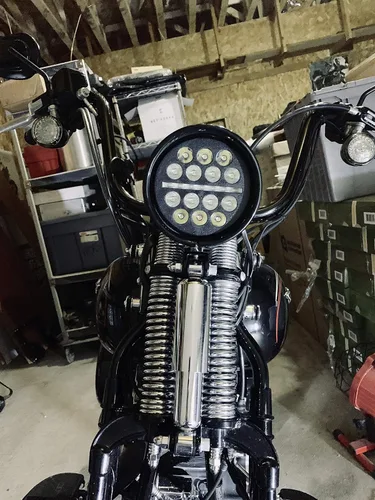 Vista 7 de Eagle Lights Faro delantero delgado de 5.7 pulgadas con múltiples proyecciones para faros Harley Davidson y Indian (negro)