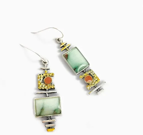 Vista 6 de JA.S.JR Pendientes bohemios diseñados para mujer, Plata de ley, Circonia cúbica
