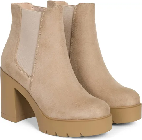Vista 4 de Top Botines Chelsea de tacón alto para mujer, con suela elástica doble