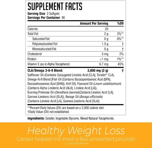 Vista 4 de Censor NDS Nutrition - Tónico para pérdida de grasa corporal con CLA (90 cápsulas blandas) y Siren Labs L-Carnitina Elite Burn Fat Loss Support