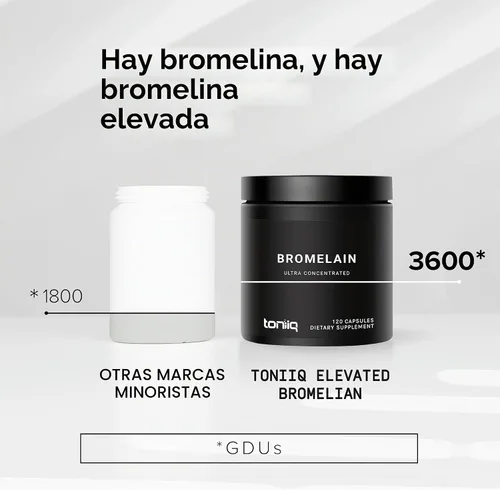 Vista 3 de Toniiq Bromelina de ultra alta resistencia 500mg - 3600 GDU/gramo