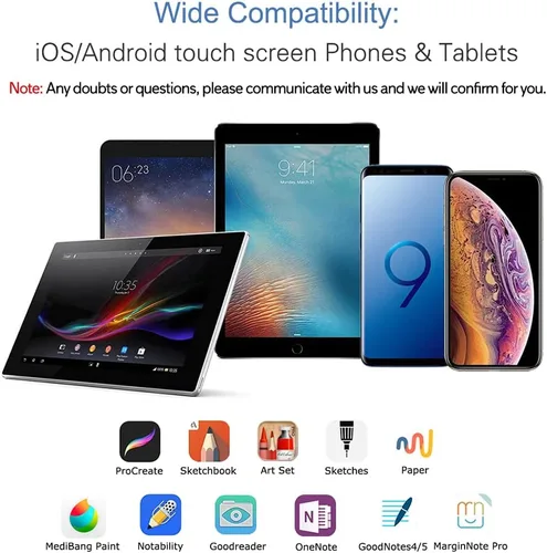 Vista 4 de Lápiz capacitivo activo compatible con pantallas táctiles iOS y Android, lápiz con función de doble toque, lápiz recargable para iPad/iPad