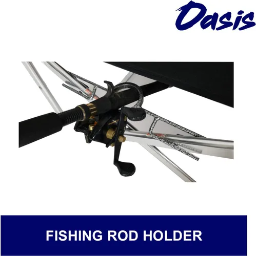 Vista 6 de Oasis Premium Director - Silla de pesca con soporte para caña, silla plegable de aluminio
