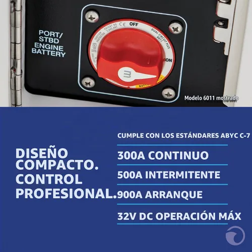 Vista 2 de Blue Sea Systems 6008200 Serie m-Series Mini Interruptor de batería Selector de 3 posiciones, negro