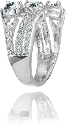 Vista 2 de Ice Gems Anillo de plata de ley con topacio blanco y aguamarina