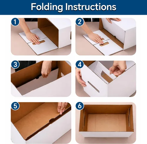 Vista 7 de PIT66 Paquete de 3 Cajas de Almacenamiento de Cómics que Contiene 150-175 Cómics Plegables y Apilables Caja Corta de Cómics a Prueba de Humedad Caja