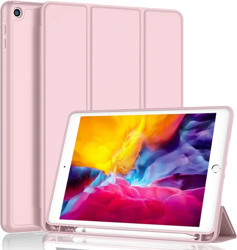 Vista 15 de iMieet Funda para iPad 9.7 (modelo 2018/2017, 6ª/5ª generación), funda inteligente con soporte para lápiz y parte trasera de silicona suave de piel
