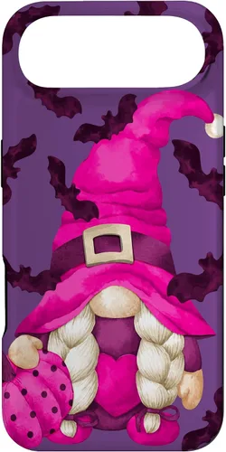 Vista 27 de Halloween Pink Pumpkin and Bat Decor with Cute Witch Gnome Case for iPhone 17