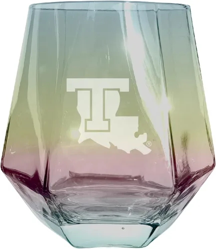 Vista 4 de Louisiana Tech Bulldogs - Copa de vino grabada con corte de diamante, sin tallo, 11.5 onzas, transparente, producto universitario con licencia