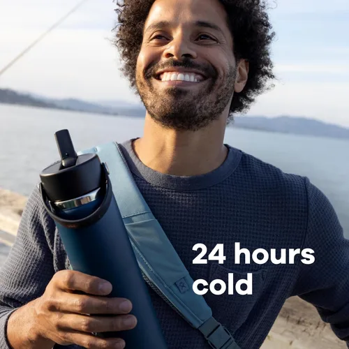 Vista 2 de Hydro Flask de boca ancha con tapa Flex de pajita de 24 onzas Agave