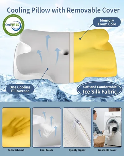 Vista 4 de Cervical Neck Pillow for Pain Relief - Ergonomic Pillow for Sleeping, Contour Memory Foam Pillows Orthopedic Bed Pillow for Side Back Stomach