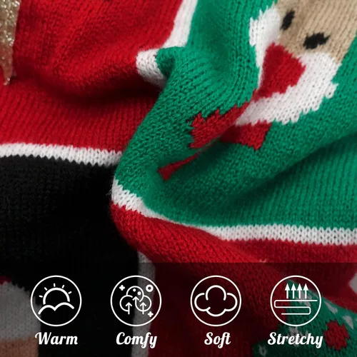 Vista 3 de KYEESE Suéter de Navidad para perros pequeños, cuello alto, bloque de color, ropa de punto para perro con agujero para correa, suéter