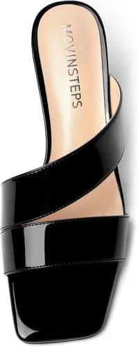 Vista 3 de Sandalias de tacón bajo para mujer, de charol y puntera cuadrada, de 2 pulgadas