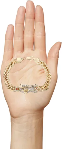 Vista 5 de Pulsera Santa Muerte Diamante Chapado en Oro 24K Santa Muerte Colgante Joyería con hoz Regalo de vacaciones (Oro), Acero inoxidable, brazanita