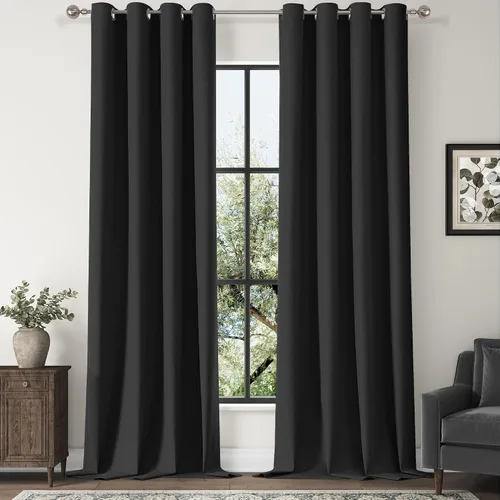 Vista 67 de ChrisDowa Cortinas 100% Opacas de Abedul Sólido de 45 Pulgadas de Largo, 2 Paneles para Dormitorio y Sala de Estar, Estilo Granja Oscurecedoras