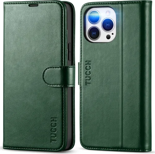Vista 12 de TUCCH Funda tipo billetera para iPhone 13 Pro Max, con bloqueo RFID, con 4 ranuras para tarjetas, con soporte, a prueba de golpes, con carcasa