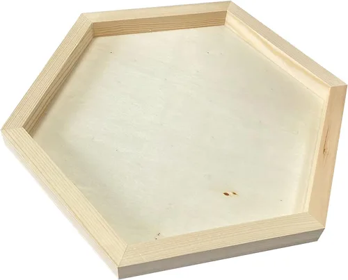 Vista 7 de Paneles de madera sin terminar para pintar, tableros con marco hexagonal de madera en blanco para manualidades y vertido de arte