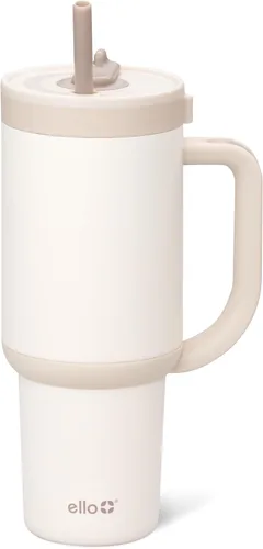 Vista 48 de Ello Oasis Vaso de 24 oz con asa y popote retráctil Taza reutilizable de acero inoxidable aislada 100% a prueba de fugas, regalos