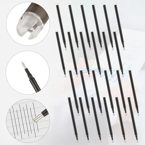 Vista 2 de Zonon - 24 repuestos de tinta de gel borrables de 0.028 in compatibles con Frixion - Recambios de tinta de gel de fricción de punta fina media Negro