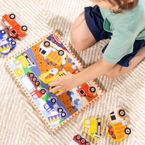 Vista 7 de Rompecabezas de madera de piezas grandes de vehículos de construcción Melissa & Doug (6 piezas) - Certificado FSC