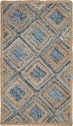 Vista 12 de Safavieh - Colección Cape Cod CAP354A - Tapete tejida a mano en algodón natural y azul, Yute