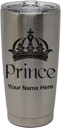 Vista 33 de LaserGram Vaso aislado al vacío de 20 onzas, Prince Crown, grabado personalizado incluido (negro)