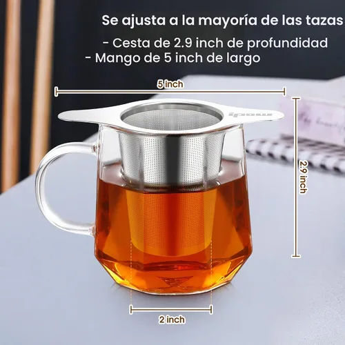 Vista 3 de IPOW Filtro de Café Reutilizable de Acero Inoxidable, Colador para Cafetera Sin Papel, Cesta de Doble Malla Fina para Té Suelto y Café Molido, Tapa