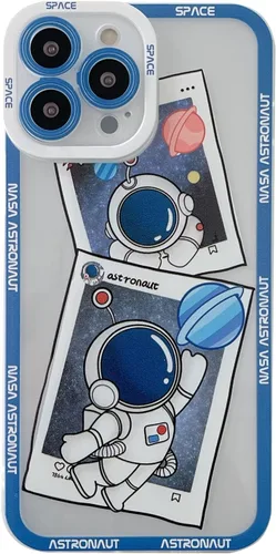 Vista 13 de Yonds Queen Funda transparente para iPhone 11, diseño de luna de astronauta espacial de astronauta de dibujos animados, elegante diseño de luna