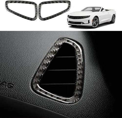 Vista 27 de Calcomanía de fibra de carbono para perilla de ventilación de aire acondicionado, cubierta interior para Chevrolet Camaro 2016 2017 2018 2019 2020