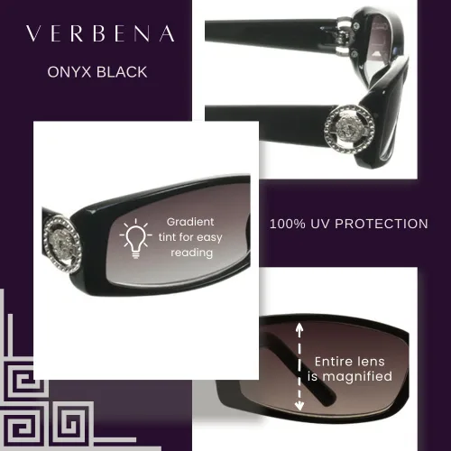 Vista 4 de proSPORT Lentes de sol de lectura con lentes completos, lentes tintados, para mujer, con emblema de medusa, emblema de medusa, color dorado