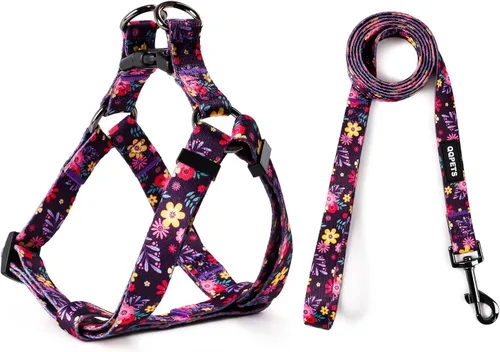 Vista 25 de QQPETS Juego de correa de arnés para perro, ajustable, resistente, sin tirones, arnés halter para perros de razas pequeñas, medianas y grandes, clip
