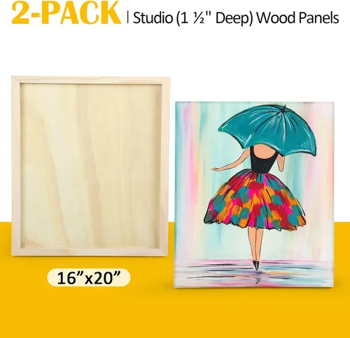 Vista 6 de Falling in Art Paquete de 2 paneles de lienzo de madera sin terminar, kit de paneles de madera de abedul de galería de 16 x 20 pulgadas, tableros