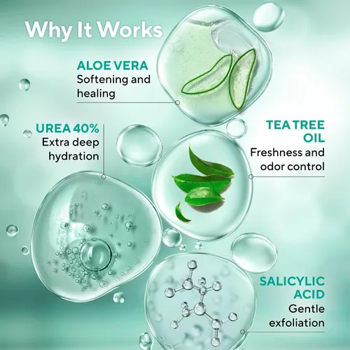 Vista 4 de Lavinso Crema de urea 40 por ciento para pies con máxima fuerza, crema de pies para callos y talones agrietados secos, reparación de piel áspera